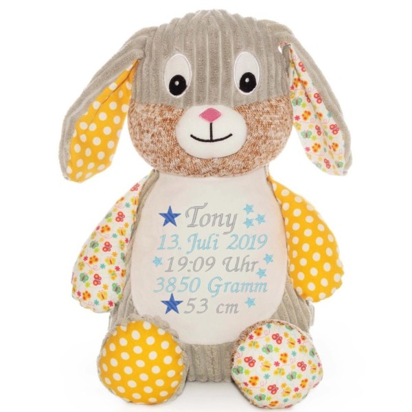 Hase bestickt mit Sterne und Name
